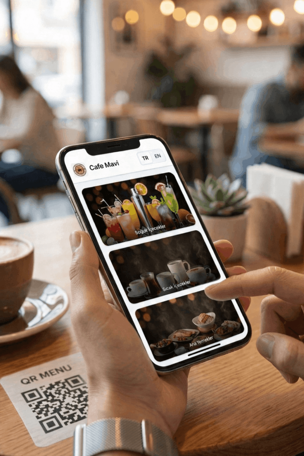 Masa üzerinde QR menü sticker uygulaması